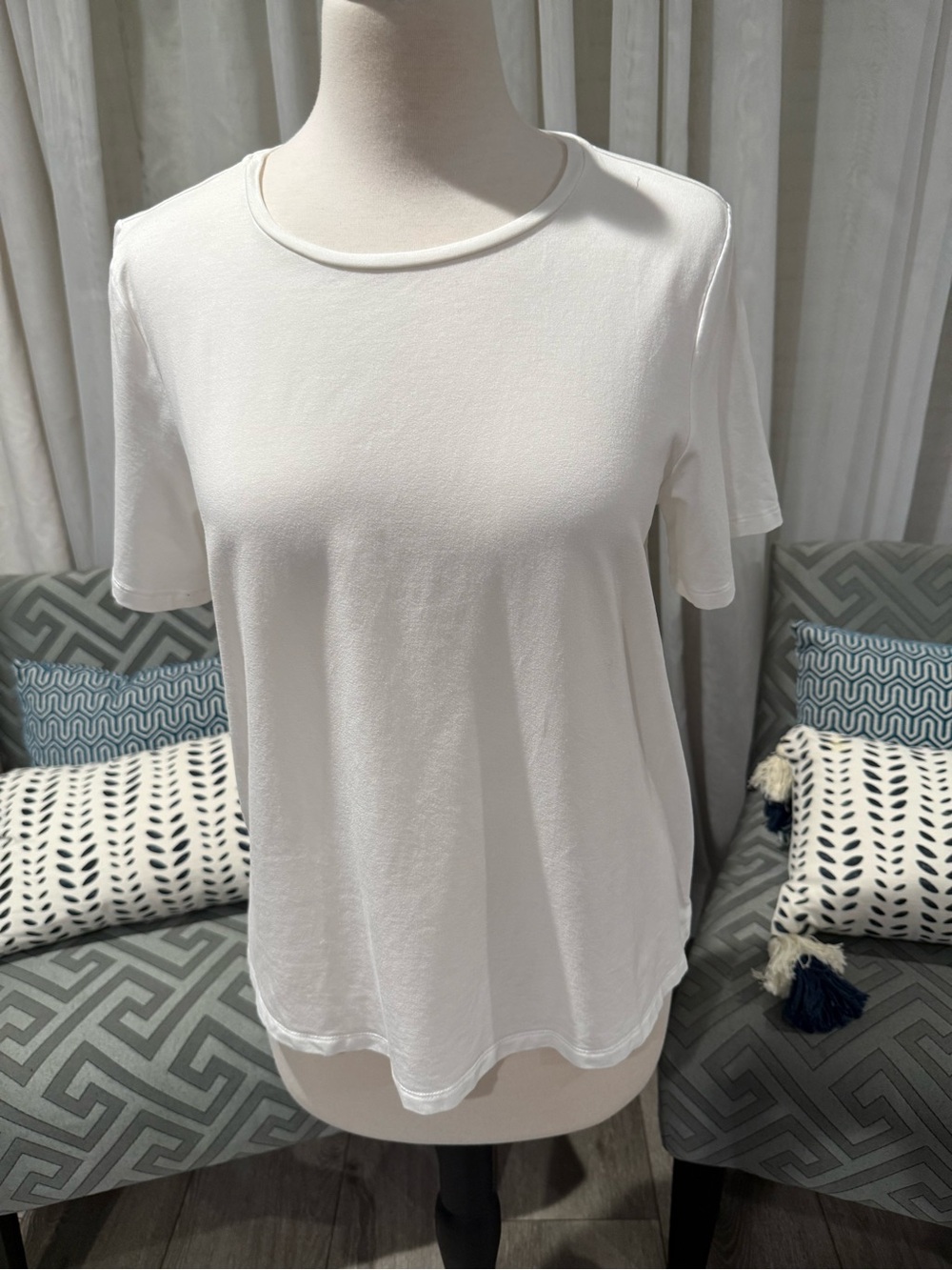 Eileen Fisher White Short-Sleeve Crewneck Tee